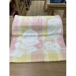 Snoopy 可愛圖案方巾 格紋粉