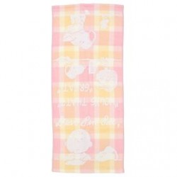 Snoopy 可愛圖案長毛巾 格紋粉