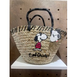 Snoopy 草編編織包 成熟黑色款