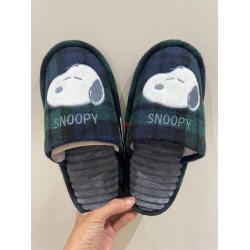 Snoopy 格子圖案 室內拖鞋 綠藍格款